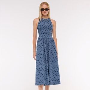 Abercrombie High-Neck Drop-Waist Midi Dress